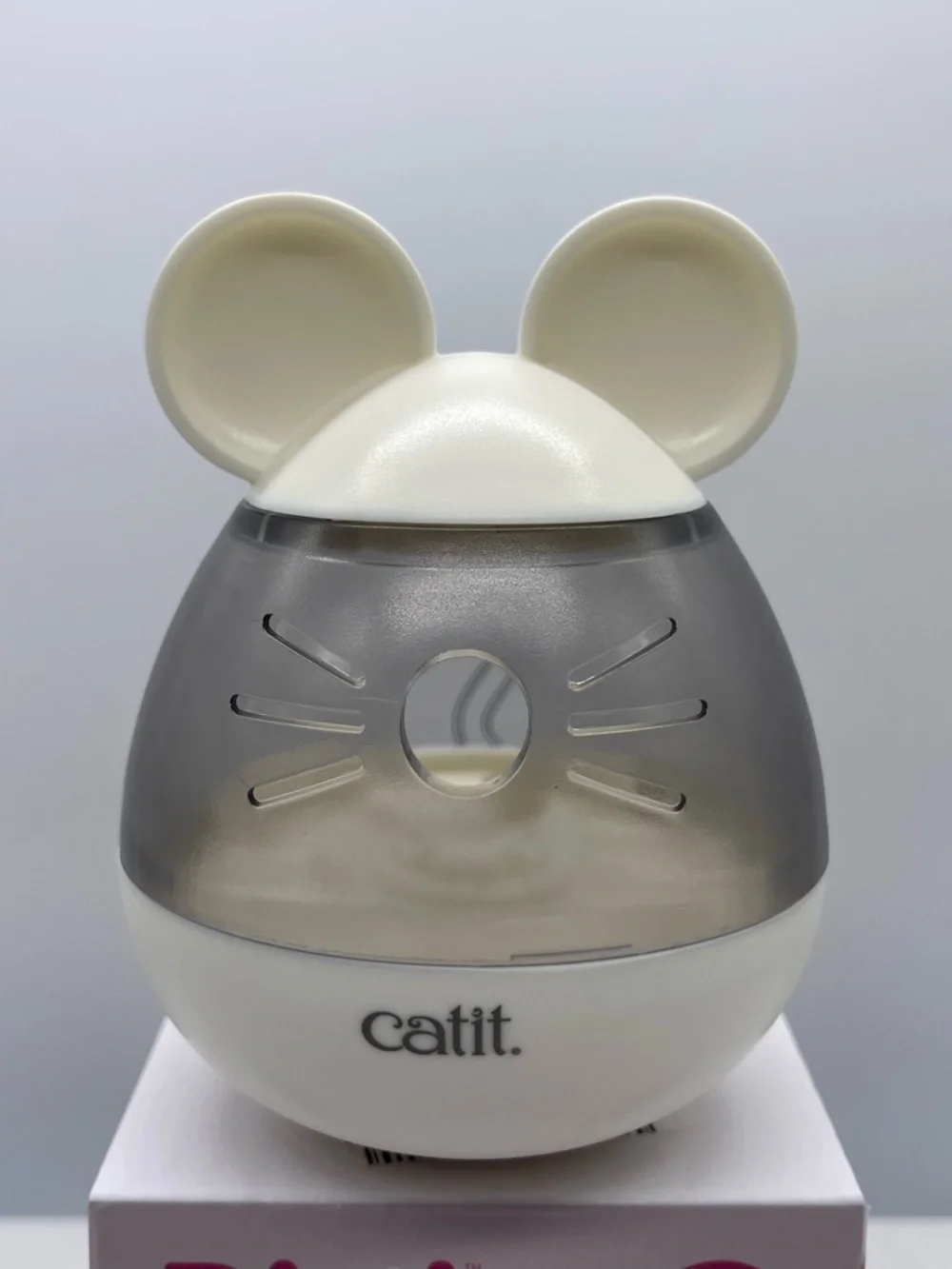 Pixi White and Pink Cat Treat Dispenser